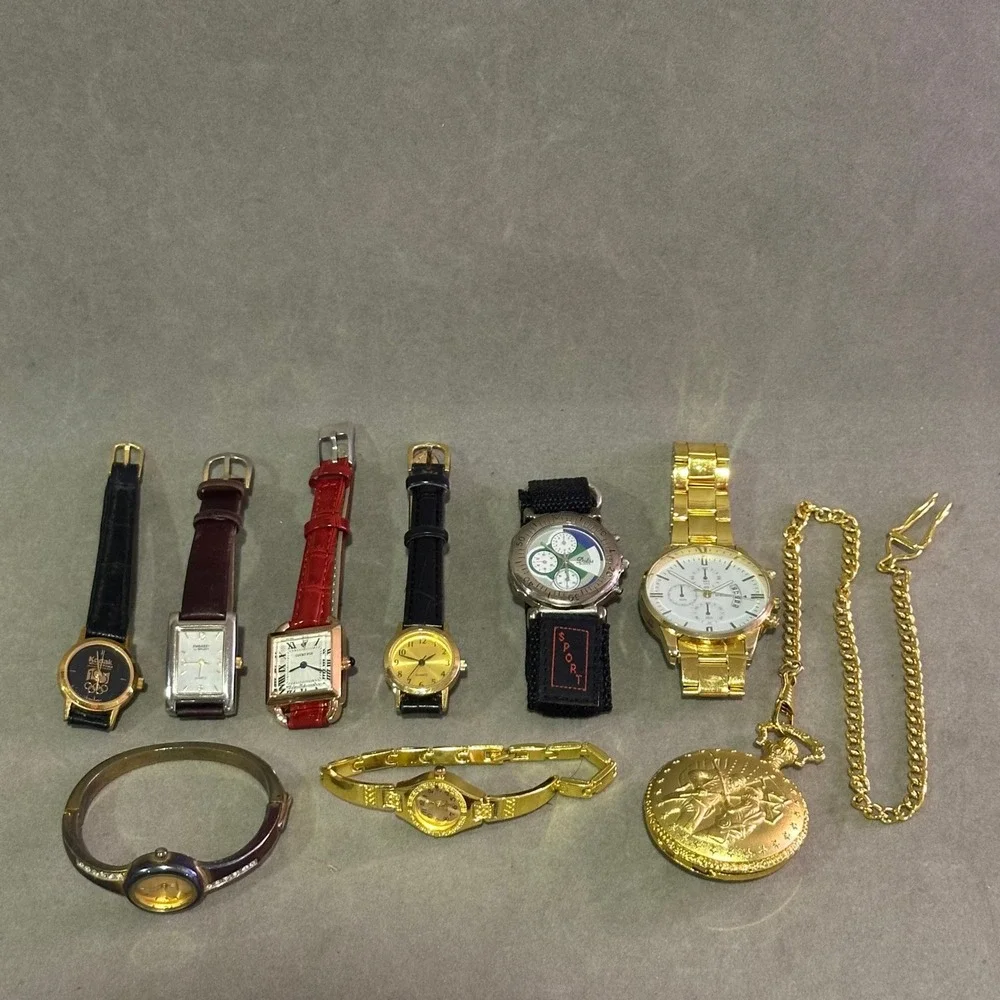 Vintage & Modern Watch Lot 9pc Kodak Olympic Gruen Civil War Pocket Watch Meibo